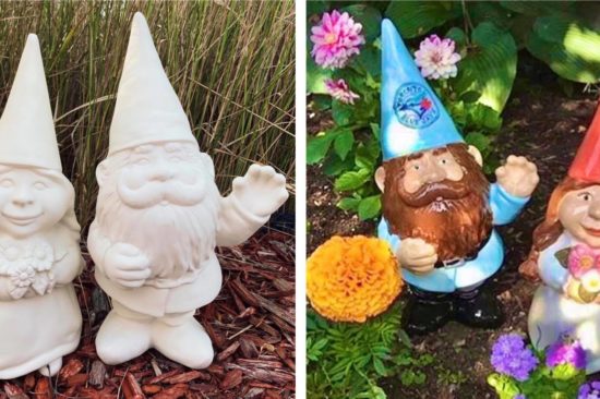 Plain and painted gnomes