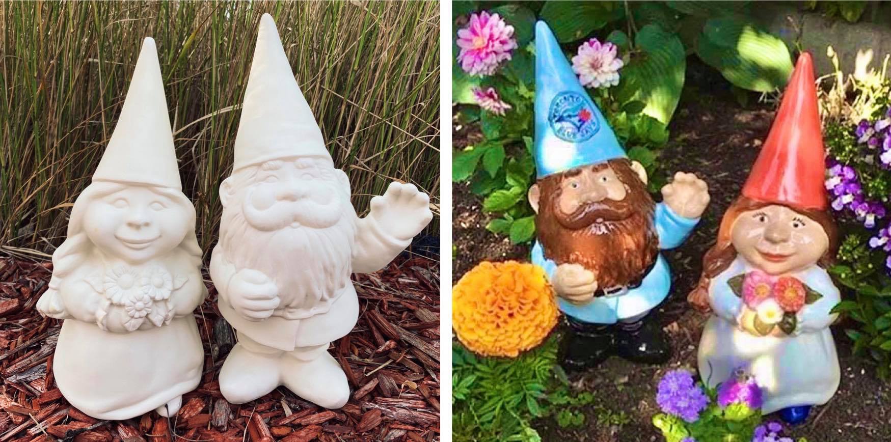 Plain and painted gnomes