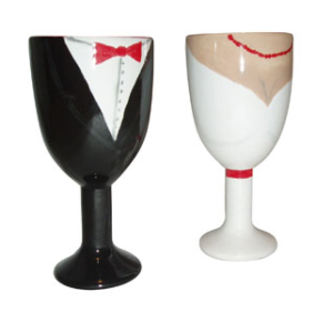 Crock A Doodle Bride and Groom Goblets