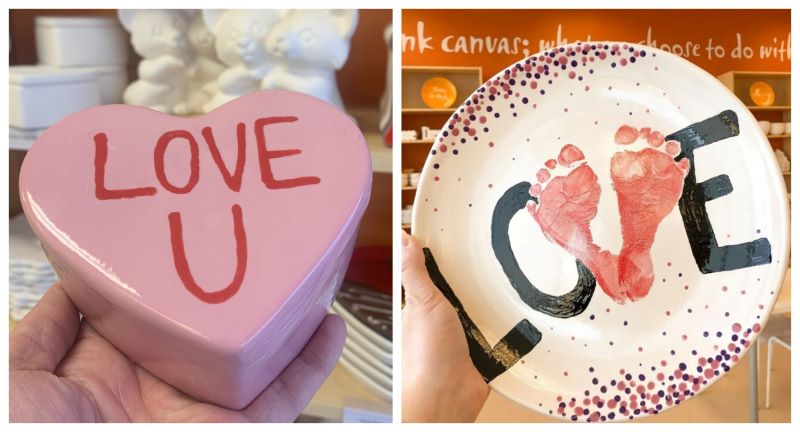 Love AND Pottery are in the air at Crock A Doodle Paint Your Own Pottery!